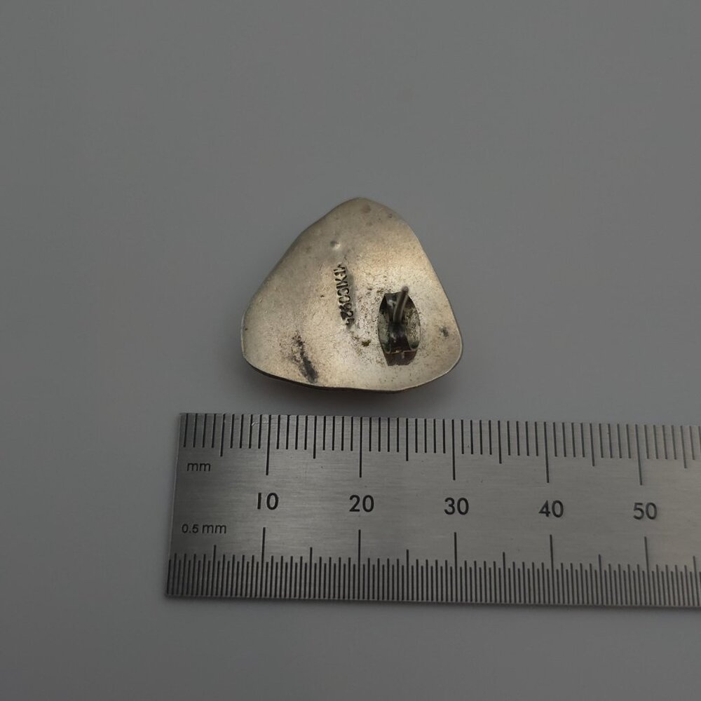 Sterling Silver Unique Pattern Heavy Triangle Ear… - image 5